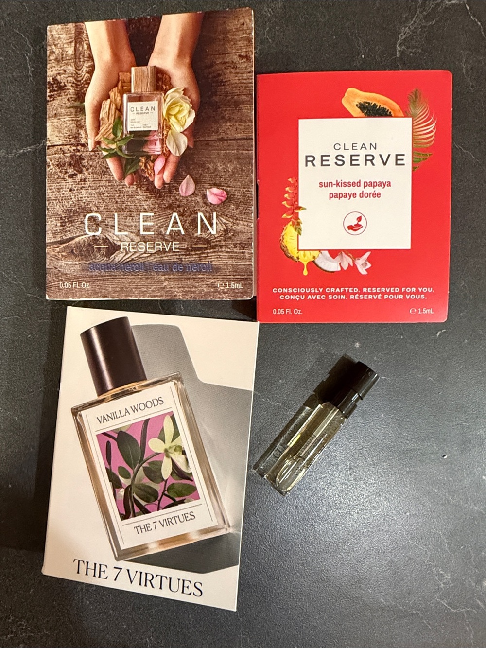 The 7 Virtues and Clean Reserve samples